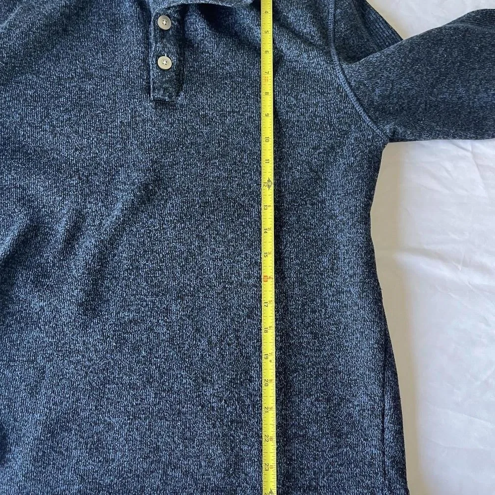 Van Heusen Blue Long‎ Sleeve 3 Button Placket Henley Sweater Small Pullover